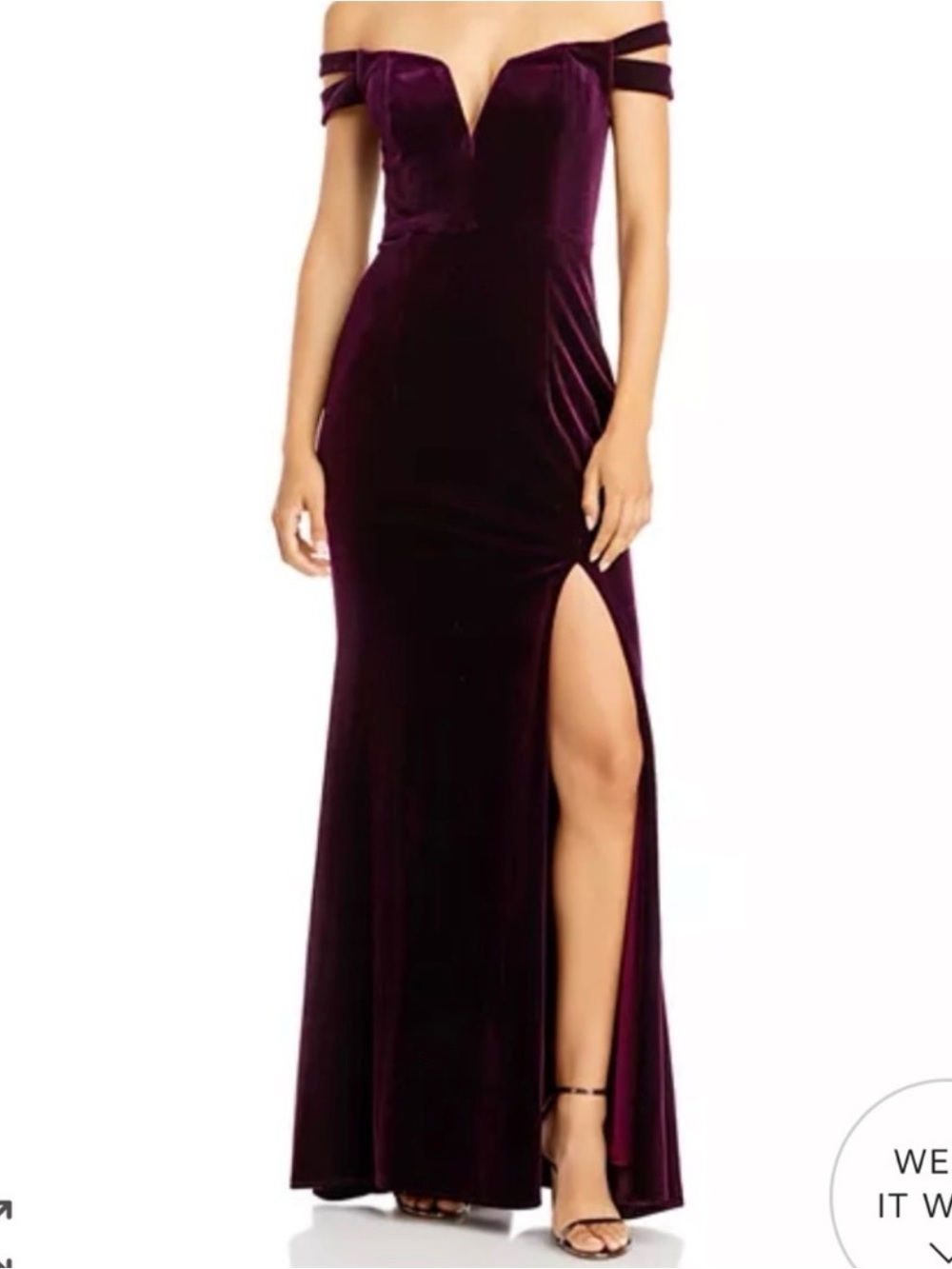 Aqua Formal Off-Shoulder Velvet Dress in Burgundy - Corset Style